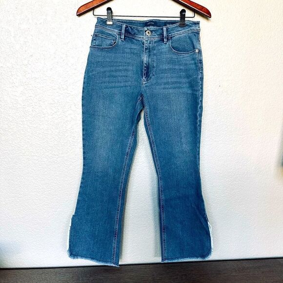 J.Jill Denim High Rise Cropped Fringe Hem Jeans 2 - Picture 1 of 4
